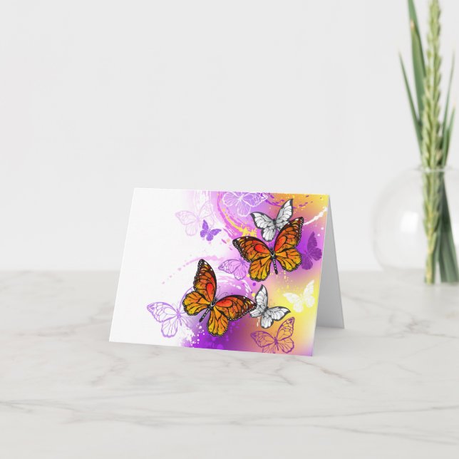 Monarch Butterflies on Purple Background Invitation (Front)