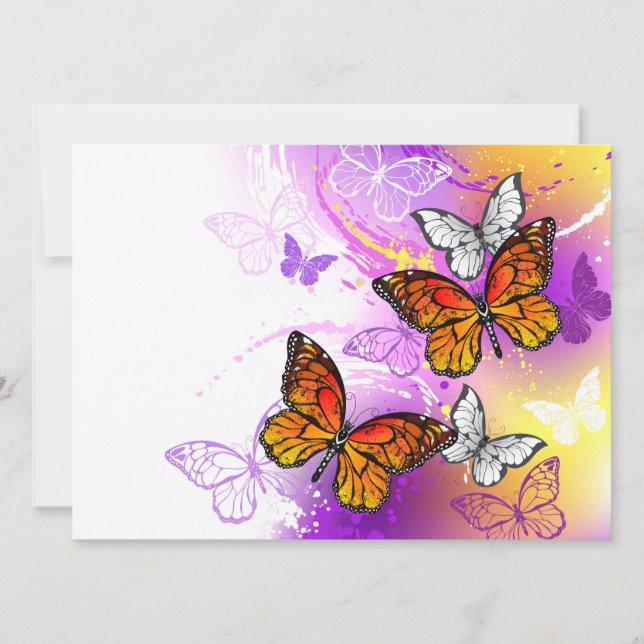 Monarch Butterflies on Purple Background Invitation (Front)