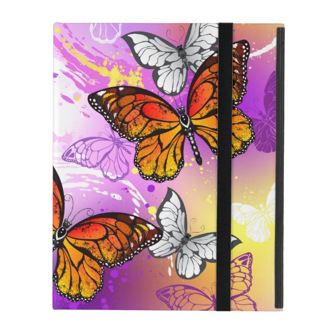 Monarch Butterflies on Purple Background iPad Case (Front Closed)