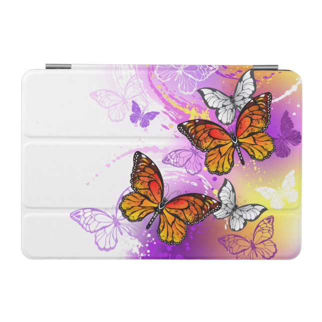 Monarch Butterflies on Purple Background iPad Mini Cover (Horizontal)