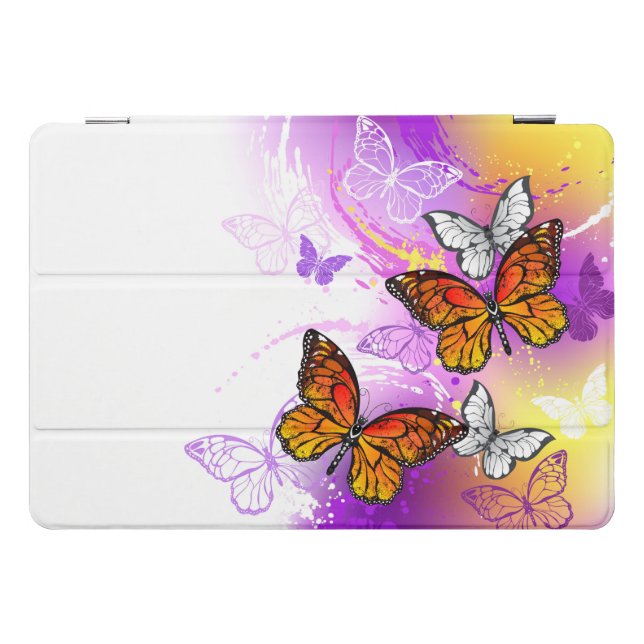 Monarch Butterflies on Purple Background iPad Pro Cover (Horizontal)
