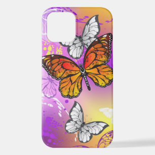 Monarch Butterflies on Purple Background iPhone 12 Case