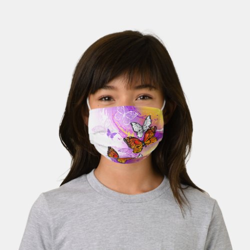 Monarch Butterflies on Purple Background Kids Cloth Face Mask