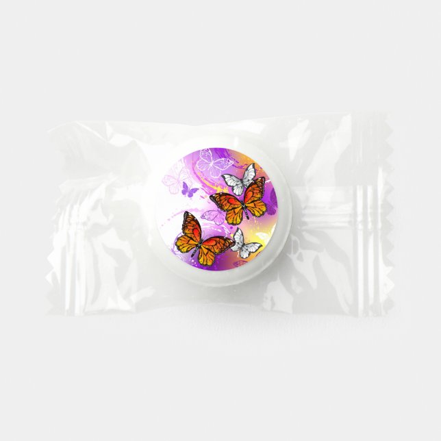 Monarch Butterflies on Purple Background Life Saver® Mints (Front)
