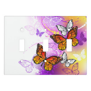 Monarch Butterflies on Purple Background Light Switch Cover
