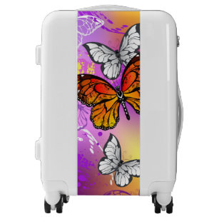 Monarch Butterflies on Purple Background Luggage