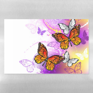 Monarch Butterflies on Purple Background Magnetic Dry Erase Sheet
