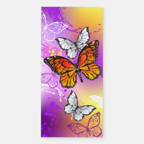 Monarch Butterflies on Purple Background Magnetic Notepad