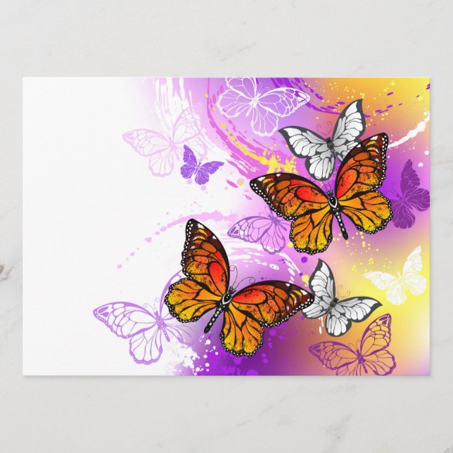 Monarch Butterflies on Purple Background Menu (Front)