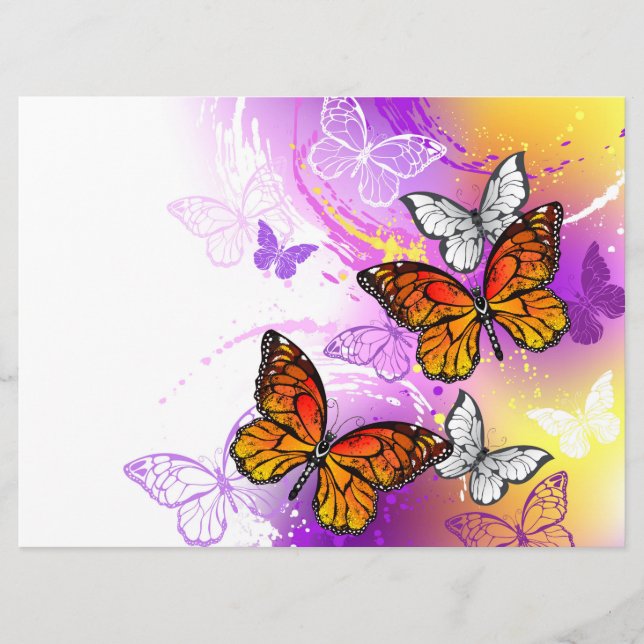 Monarch Butterflies on Purple Background Menu (Front)
