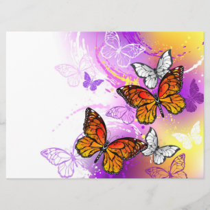 Monarch Butterflies on Purple Background Menu