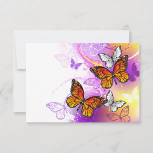 Monarch Butterflies on Purple Background Note Card