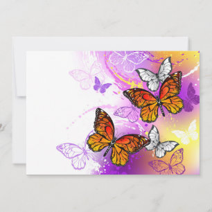 Monarch Butterflies on Purple Background Note Card