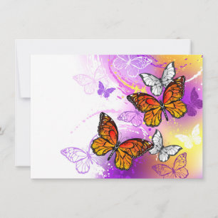 Monarch Butterflies on Purple Background Note Card