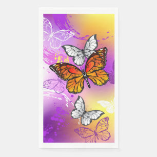 Monarch Butterflies on Purple Background Paper Guest Towels
