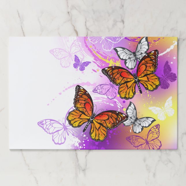 Monarch Butterflies on Purple Background Paper Pad (Front)