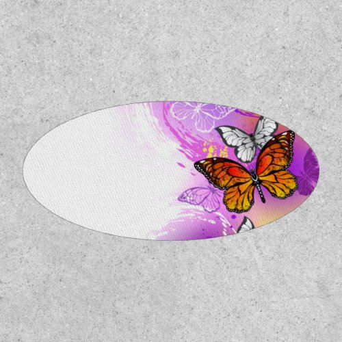 Monarch Butterflies on Purple Background Patch