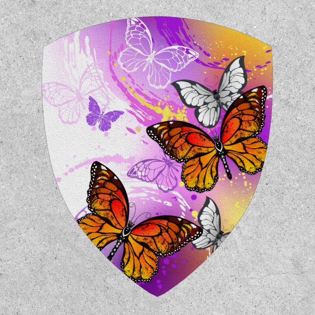Monarch Butterflies on Purple Background Patch (Front)