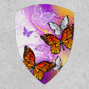 Monarch Butterflies on Purple Background Patch