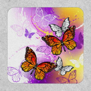 Monarch Butterflies on Purple Background Patch