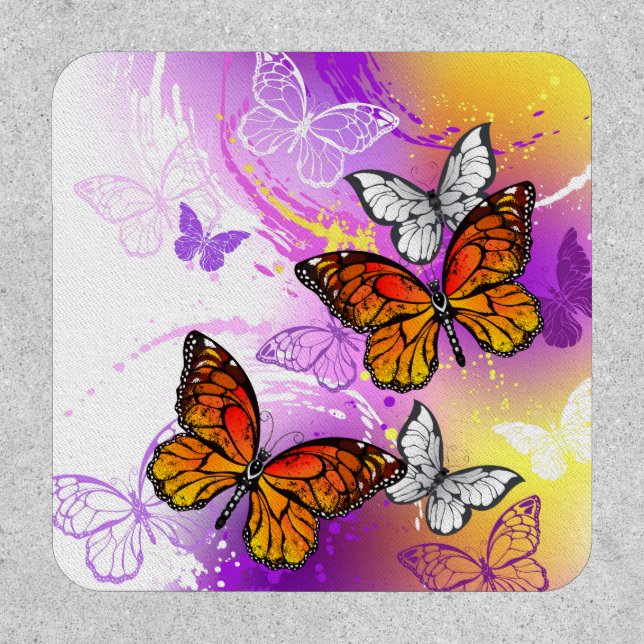 Monarch Butterflies on Purple Background Patch (Front)