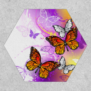 Monarch Butterflies on Purple Background Patch