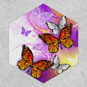 Monarch Butterflies on Purple Background Patch