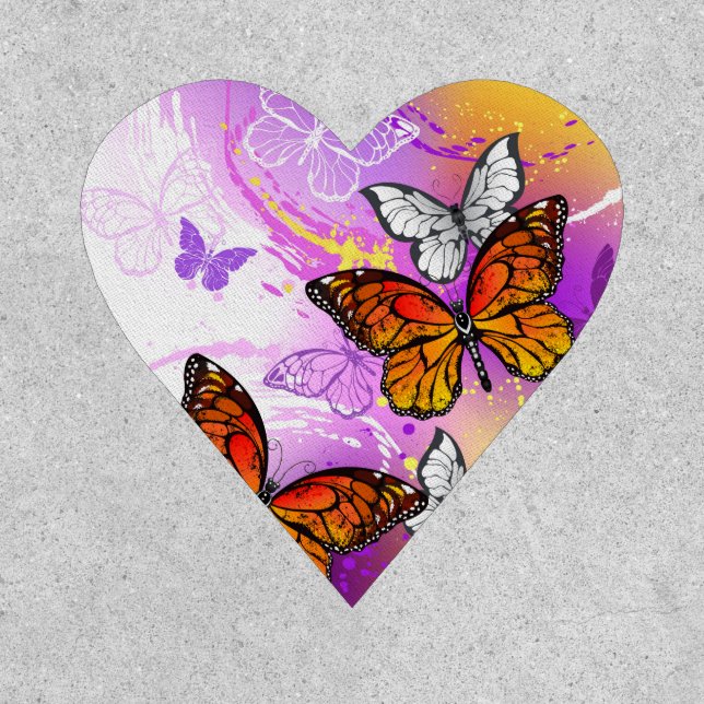 Monarch Butterflies on Purple Background Patch (Front)