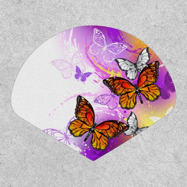 Monarch Butterflies on Purple Background Patch (Front)