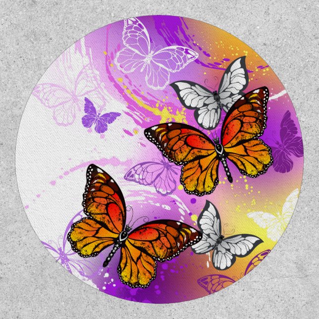 Monarch Butterflies on Purple Background Patch (Front)