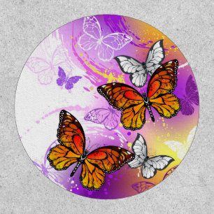 Monarch Butterflies on Purple Background Patch