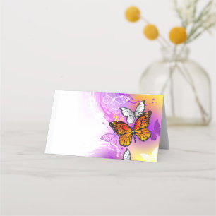 Monarch Butterflies on Purple Background Place Card