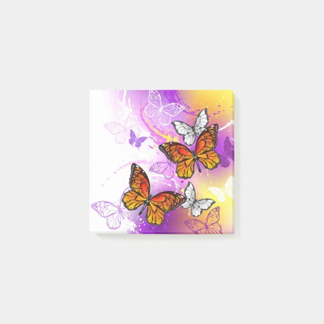 Monarch Butterflies on Purple Background Post-it Notes (Front)