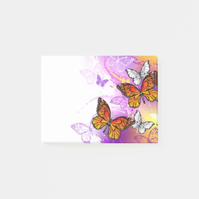 Monarch Butterflies on Purple Background Post-it Notes (Front)