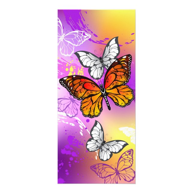 Monarch Butterflies on Purple Background Rack Card (Front)