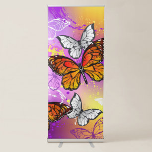 Monarch Butterflies on Purple Background Retractable Banner
