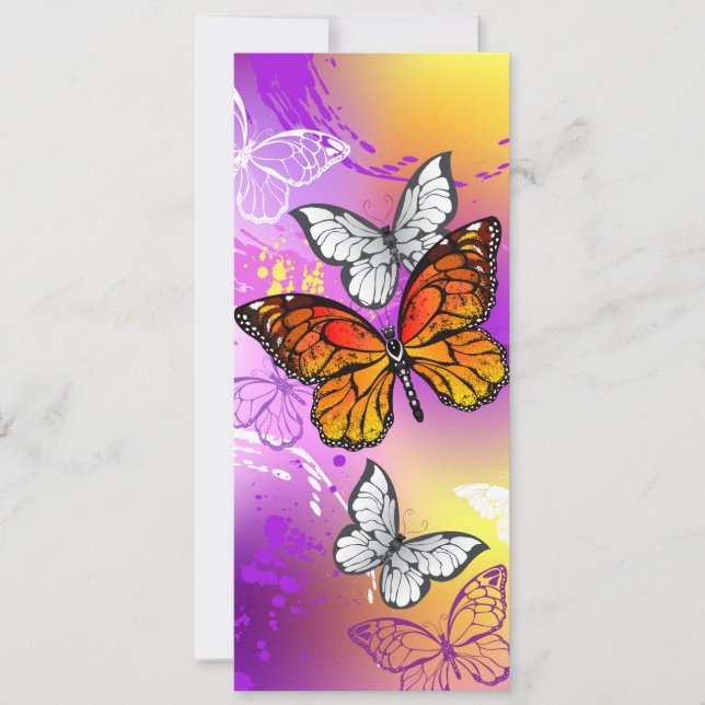 Monarch Butterflies on Purple Background Save The Date (Front)