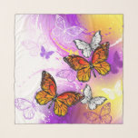 Monarch Butterflies on Purple Background Scarf<br><div class="desc">Orange,  detailed monarch butterflies on light,  purple,  picturesque,  painted background.</div>