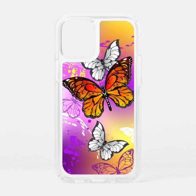 Monarch Butterflies on Purple Background Speck iPhone 12 Mini Case (Front)