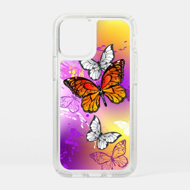 Monarch Butterflies on Purple Background Speck iPhone 12 Mini Case (Front)