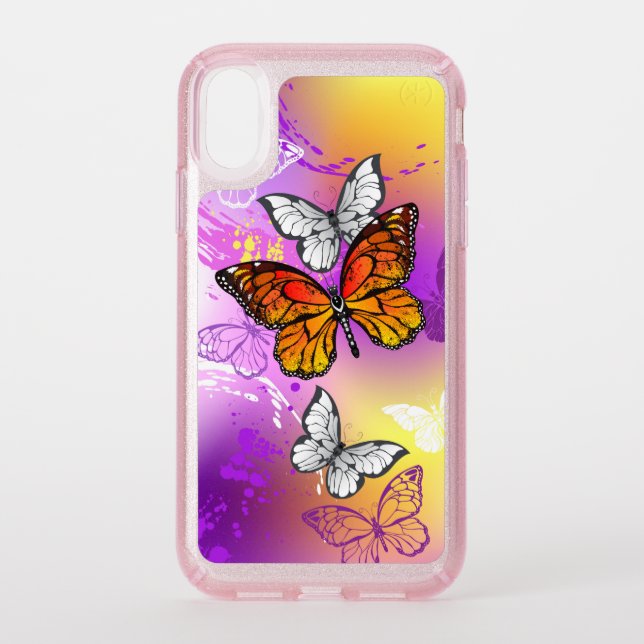 Monarch Butterflies on Purple Background Speck iPhone XR Case (Front)