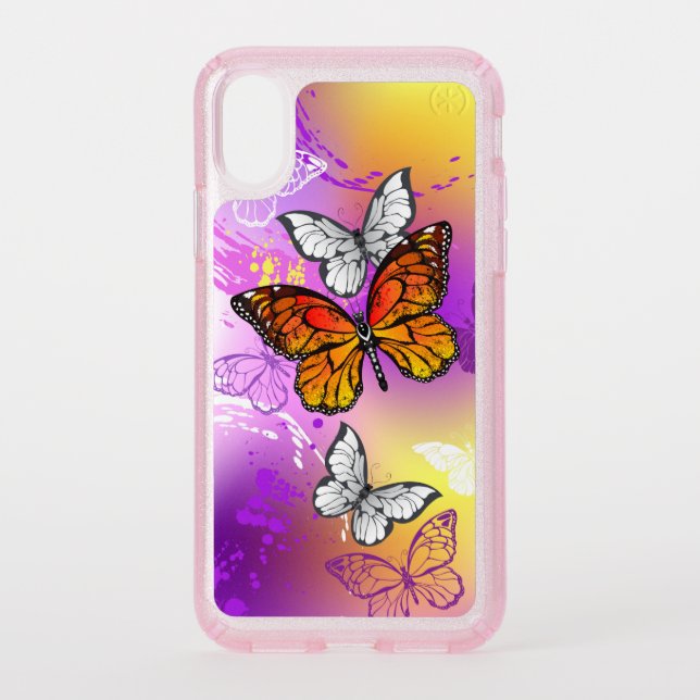 Monarch Butterflies on Purple Background Speck iPhone XS Case (Front)