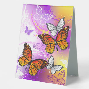Monarch Butterflies on Purple Background Table Tent
