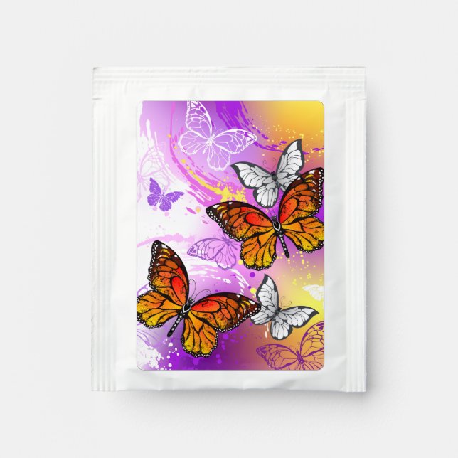Monarch Butterflies on Purple Background Tea Bag Drink Mix (Front)