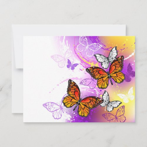 Monarch Butterflies on Purple Background Thank You Card