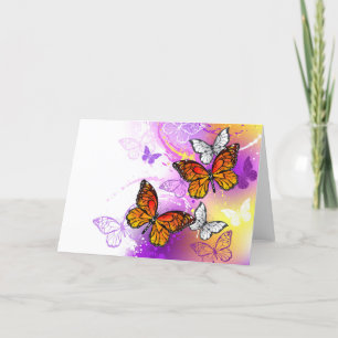 Monarch Butterflies on Purple Background Thank You Card