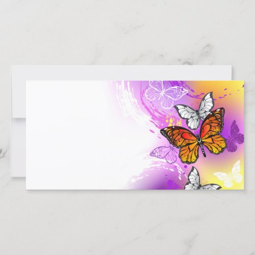 Monarch Butterflies on Purple Background Thank You Card