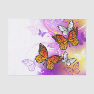 Monarch Butterflies on Purple Background Tissue Paper