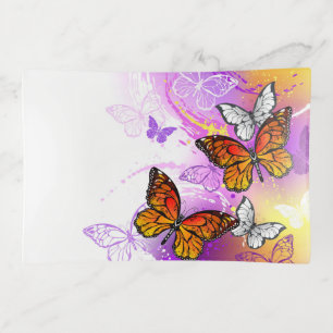 Monarch Butterflies on Purple Background Trinket Tray