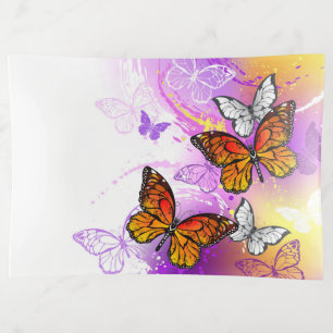 Monarch Butterflies on Purple Background Trinket Tray